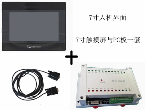 板式PLC CF2N-18MT-2T单板机与7寸人机界面套装送数据线兼容三菱软件